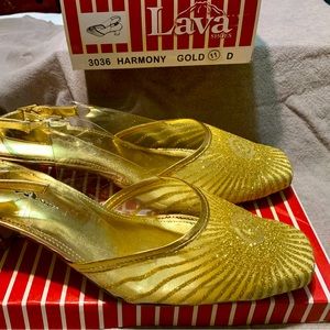 Metallic Gold Kitten Heels